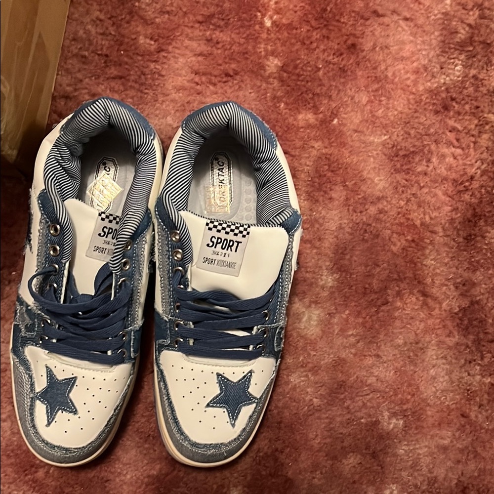 Blue and White Star Sneakers